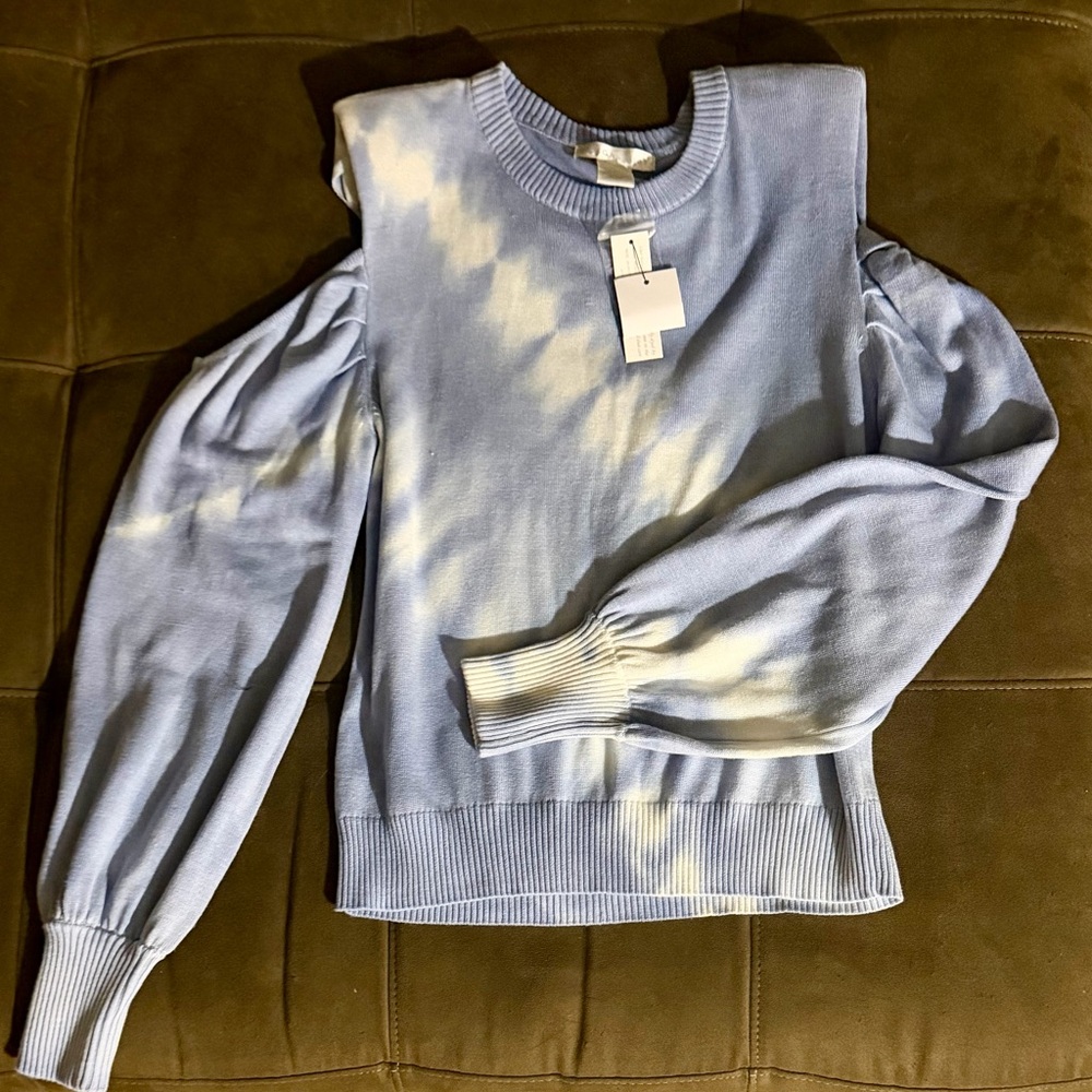 NWT Design History Tie-Dye Blue White Sweater
